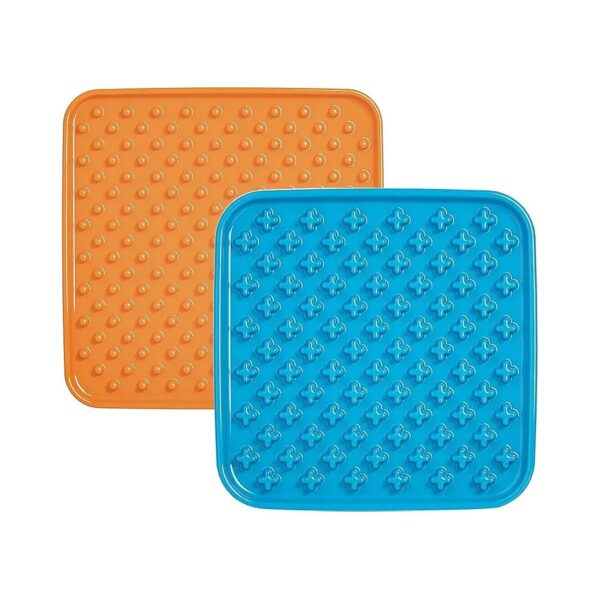 Blue and Orange Ceramic Slow Feeder Bowl for Medium and Large Breed Dogs