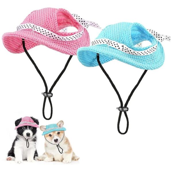 Blue and Pink Dog Princess Hats for Small Dogs Sun Protection Comfort Cap