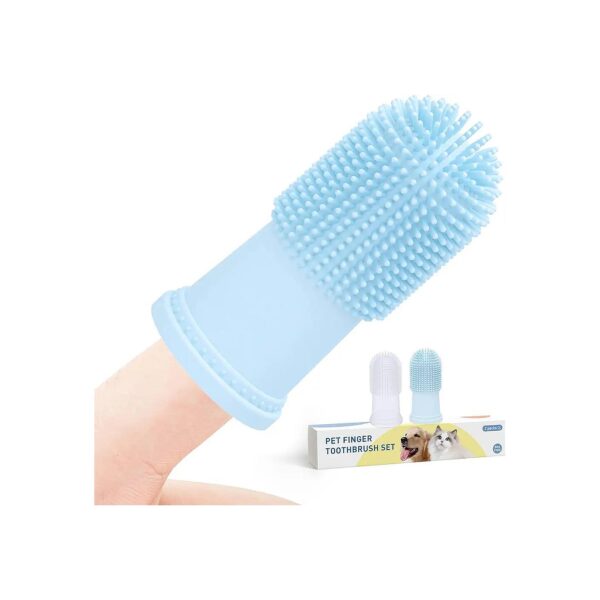 Blue and White 2-Pack Dog Toothbrush Set for Teeth Cleaning and Breath Freshening