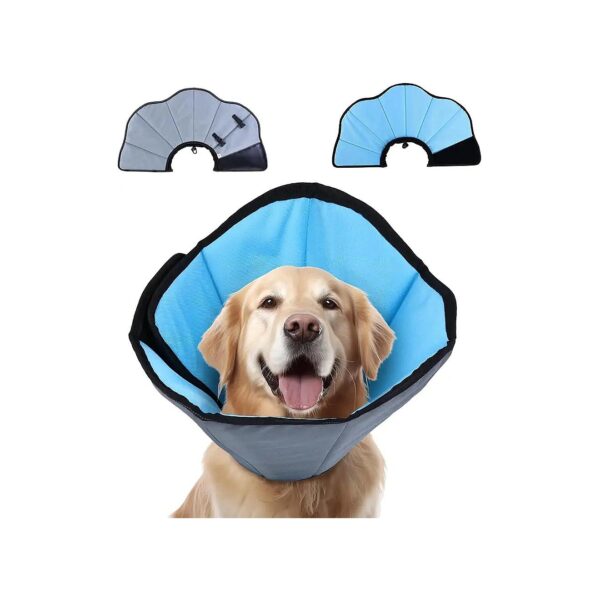 Blue or Gray Dog Cone Collar for Large Breeds After Surgery