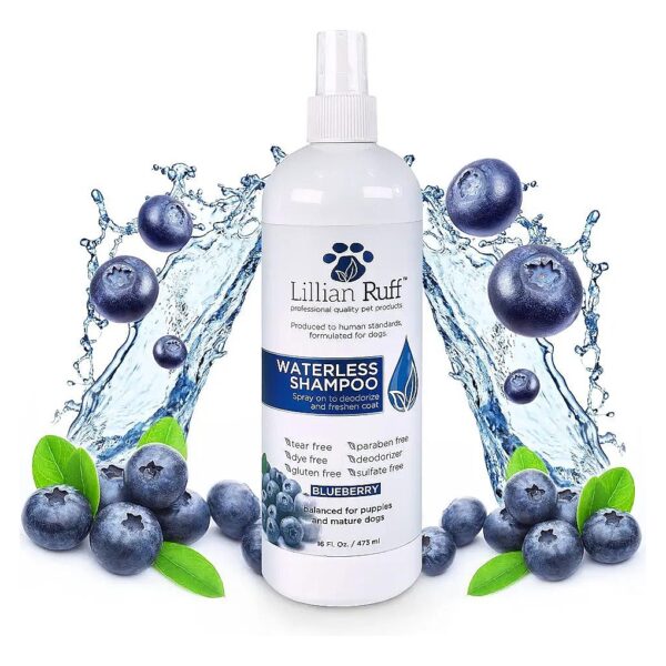 Blueberry Fresh Waterless Dog Dry Shampoo with Hydrating Essential Oils for Skin