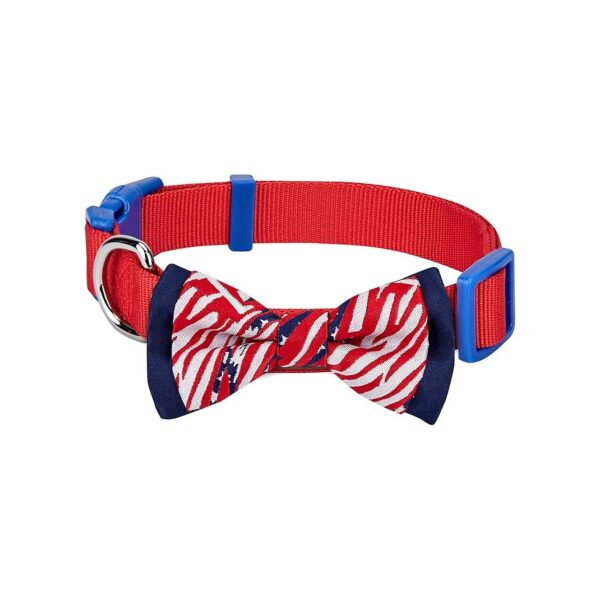 Blueberry-Inspired Red Dog Collar with American Flag Pattern - Adjustable