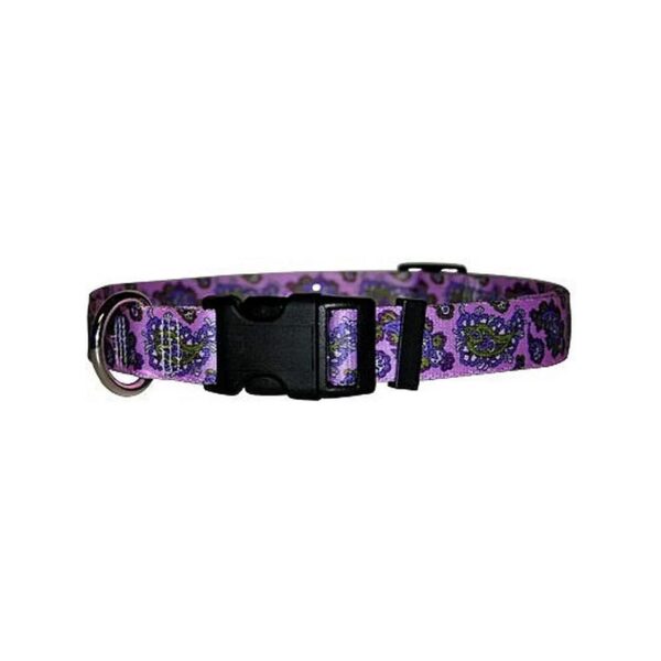 Bohemian Paisley Purple Polyester Dog Collar for Small Dogs 8-12 inches Long