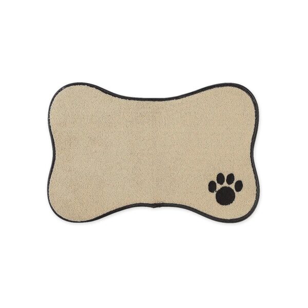 Bone Taupe Pet Feeding Placemat, Ultra-Absorbent Microfiber, Compact Design for Cats