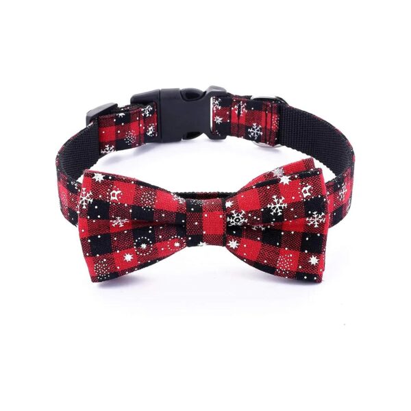 Bow Tie Dog Collar with Snowflake Pattern for Festive Holiday Wear by Malier