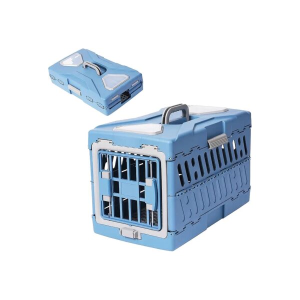 Box-Shaped Portable Crate with 2-Door Design for Small and Medium Size Dog and Cat Travel