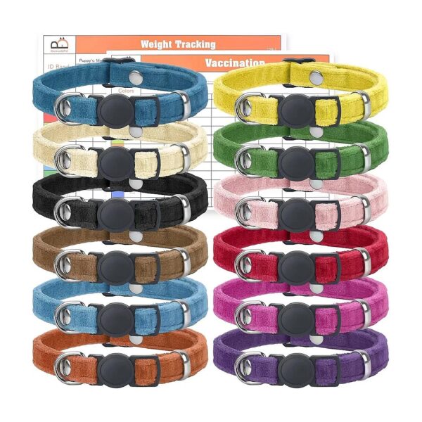 Breakaway Puppy Collars with Soft Velvet and Nylon Materials for Whelping Pups