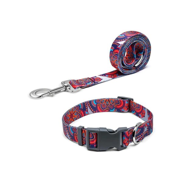 Breathable Bamboo Fiber Dog Collar and Leash Set for Medium Size Dogs