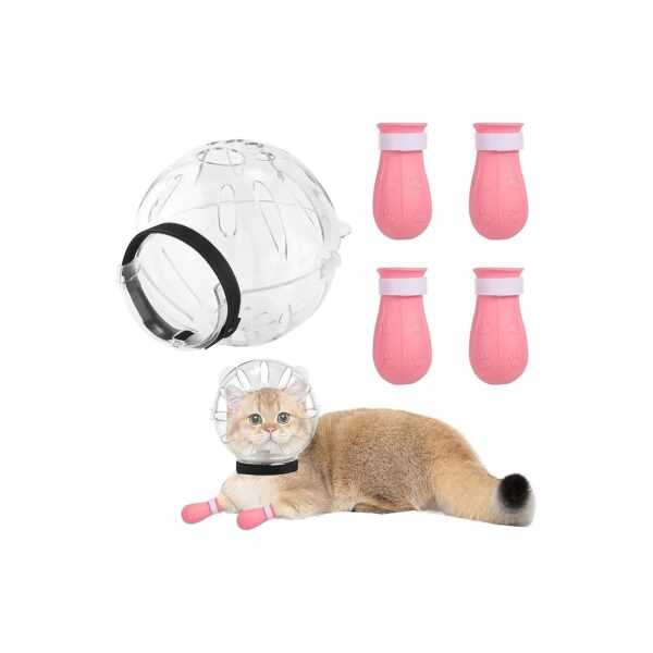 Breathable Cat Adjustable Hood and Paw Covers for Pet Safety