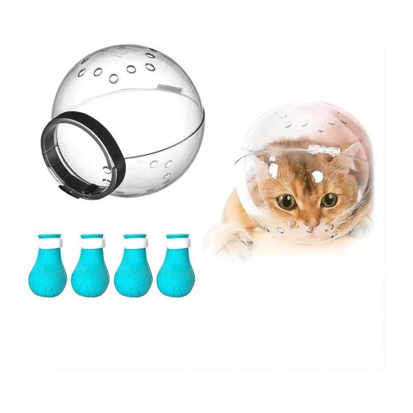 Breathable Cat Muzzle with Anti-Bite Anti-Slip Boots for Grooming and Nail Trimming