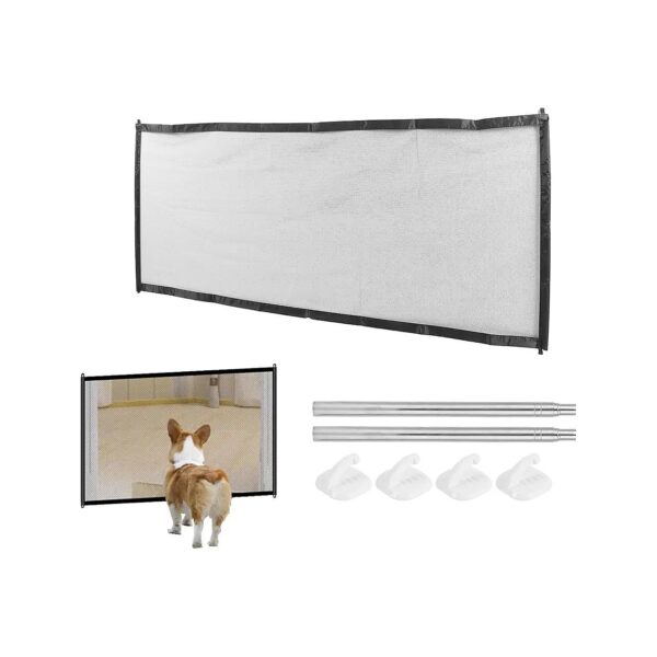 Breathable Cloth Pet Safety Gate for Stairs Doorway 180x72cm Portable Fence