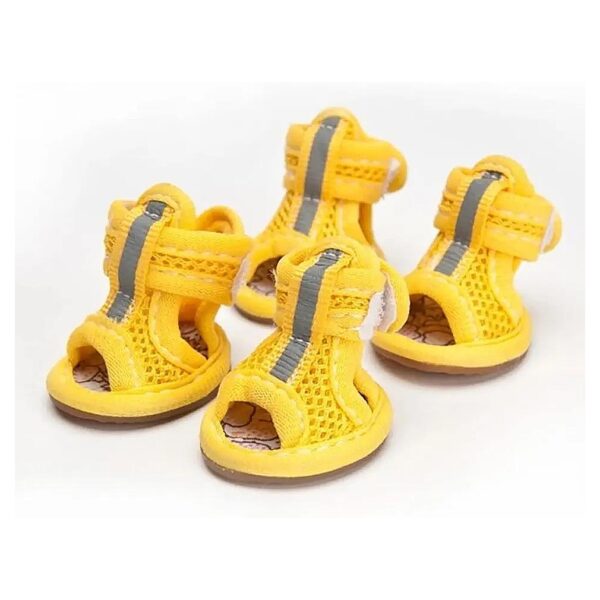 Breathable Mesh Pet Sandals Yellow Size 5 Provide Paw Protection for Small Dogs