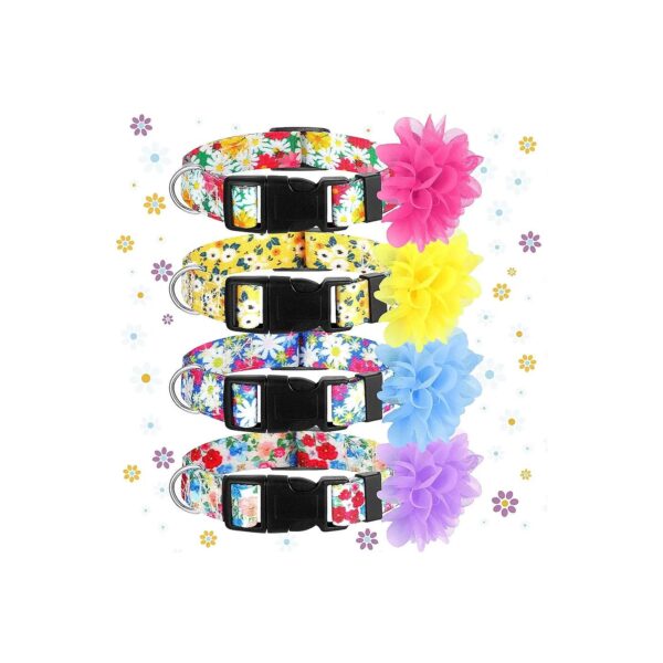 Breathable Nylon Dog Collars with Flower Design for Dogs Comfortable and Adjustable Sizes