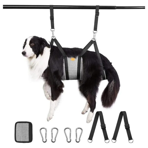 Breathable Pet Grooming Hammock with Carabiners for Easy Nail Trimming and Hair Cutting