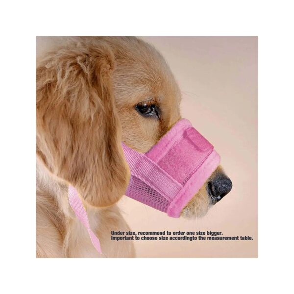 Breathable Pink Nylon Dog Muzzle Size XXL for Large Breeds and Comfort