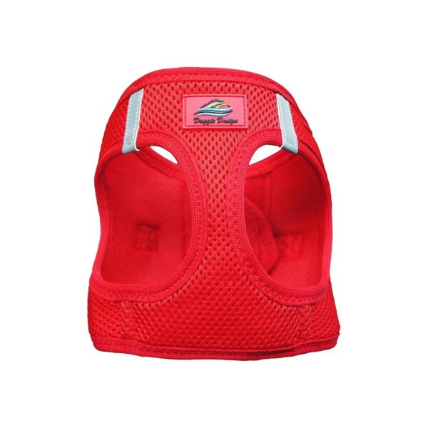 Breathable Red Mesh Dog Harness with Choke Free Chest Conforming Design