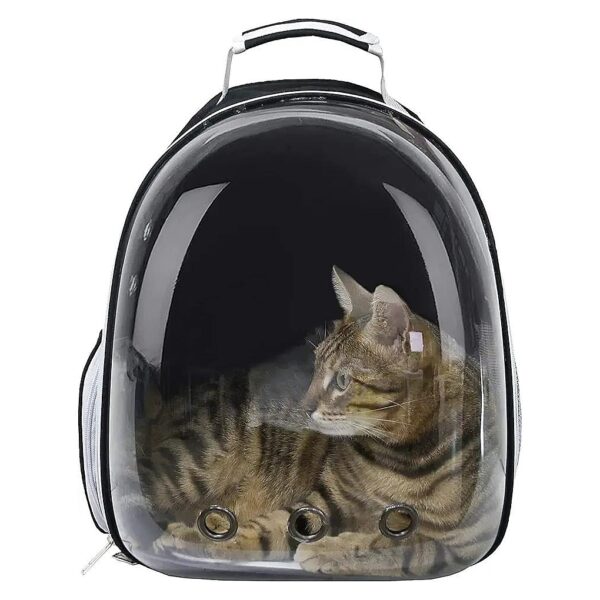 Breathable Space Capsule Black Pet Backpack for Cats and Small Dogs, Airline Approved