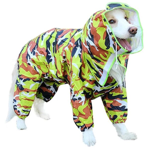 Breathable Waterproof Dog Rain Jacket with Hood for Small Dogs Green Camo X-Small