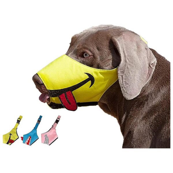 Breathable Yellow Nylon Muzzle for Medium Large Dogs