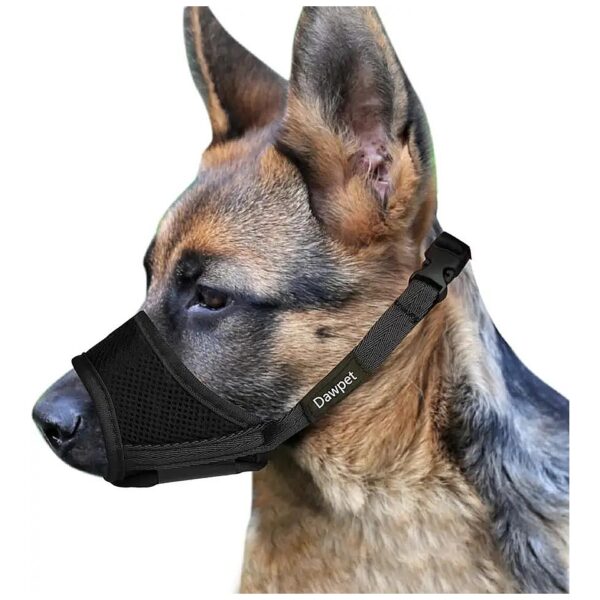 Breathable and Drinkable Nylon Dog Muzzle for Medium Large Dogs Adjustable Black