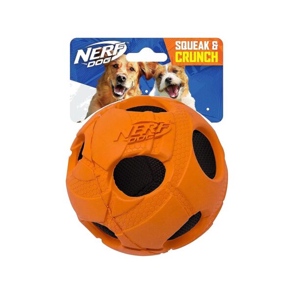 Bright Orange Crunch Ball for Small, Medium, and Large Dogs