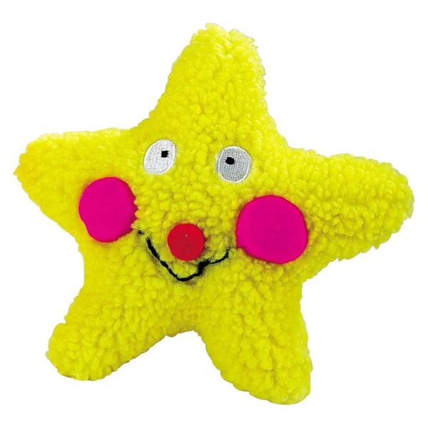 Bright Yellow Star Dog Toy with Squeaker for Small Dogs and Puppies