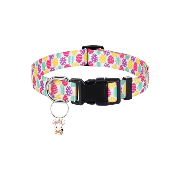 Bright and Colorful Easter Dog Collars with Adjustable Buckle for Small to Large Dogs