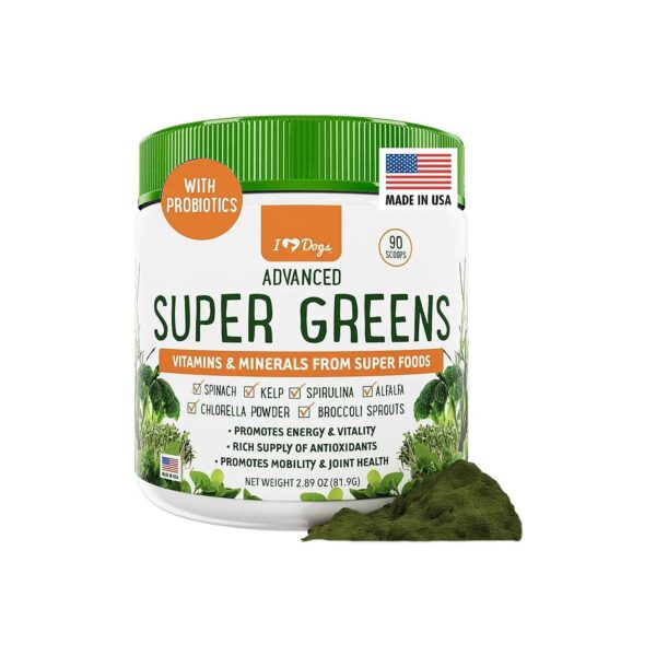 Broccoli Sprouts and Spirulina Dog Greens Powder for Allergy Relief and Gut Health