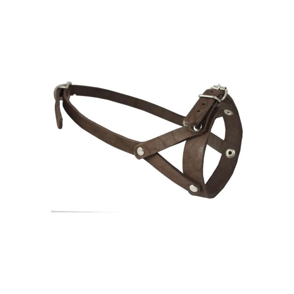 Brown Adjustable Leather Muzzle for Medium Snout Size Dogs 5-5 inches