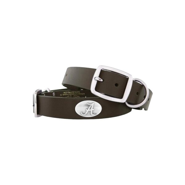 Brown Alabama Crimson Tide Medium Leather Dog Collar with Concho Accents