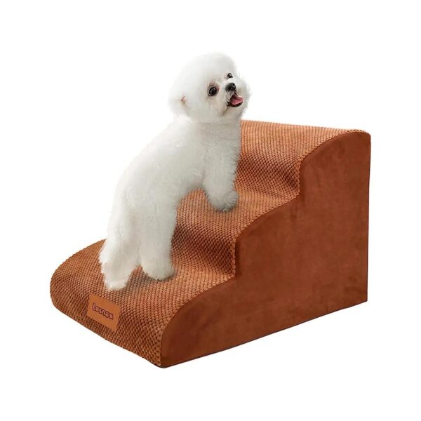 Brown Foam Dog Stair with High-Density Sponge and Comfort for Small Pets