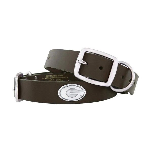 Brown Leather Concho Dog Collar with Official Georgia Bulldogs NCAA Licensed Collar