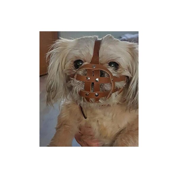 Brown Leather Dog Muzzle for Shih Tzu Pug and Similar Breeds