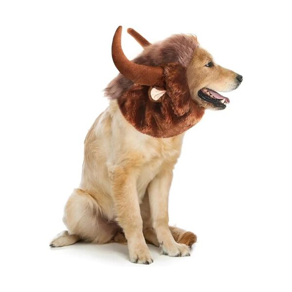 Brown Ox Horn Dog Wig Hat for Halloween Dog Costume