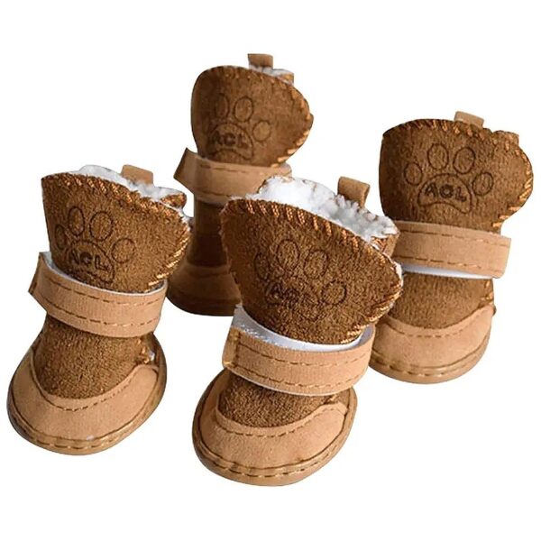 Brown Rubber Dog Shoes for Small Dogs Winter Booties for Dogs