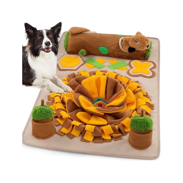 Brown Snuffle Mat for Dogs with Natural Foraging Skills and Durable Materials