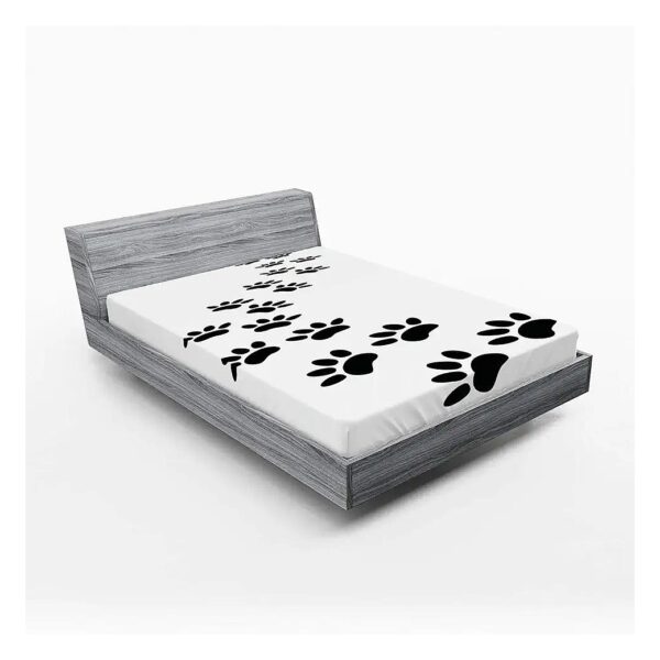 Brushed Microfiber Fitted Sheet Set with Paw Print Illustration for Pet Lovers