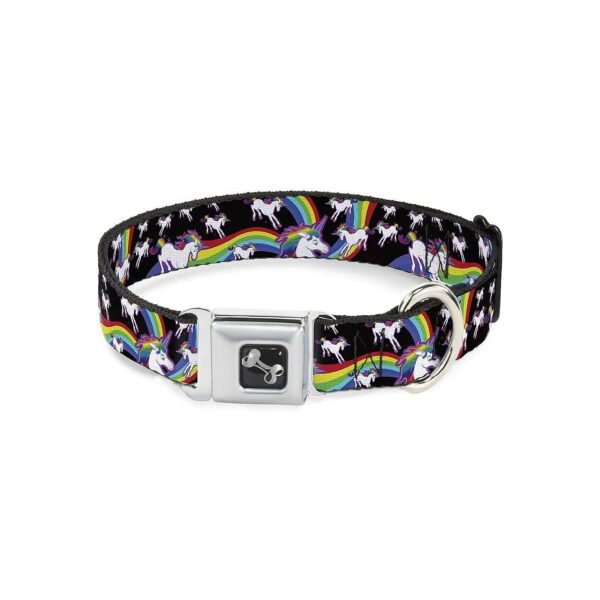 Buckle-Down Dog Collar, Unicorns/Rainbow Swirl, Small, 9-15" Neck Size