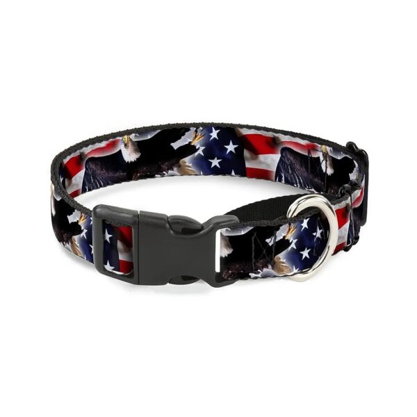 Buckle-Down Martingale Dog Collar with Flying Eagle and American Flag 18-32 Neck