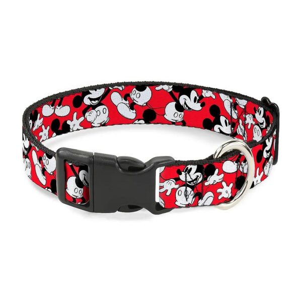 Buckle-Down Plastic Clip Dog Collar Mickey Mouse Poses Multicolor Medium