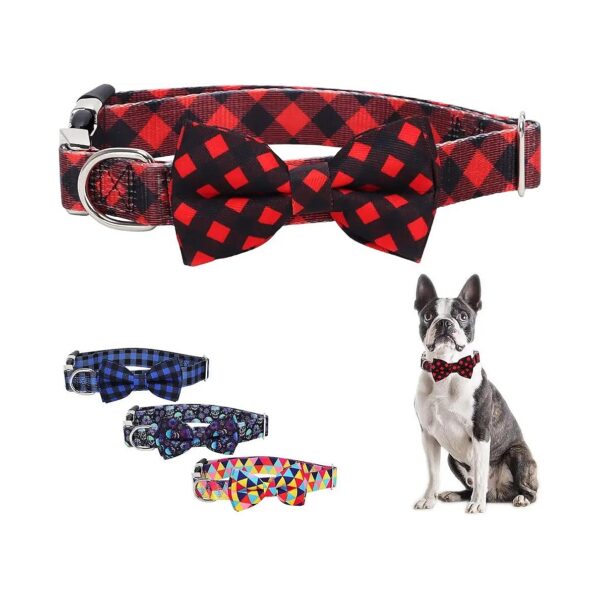 Buffalo Plaid Dog Collar with Adjustable Soft Neckerchief for Small to Large Dogs