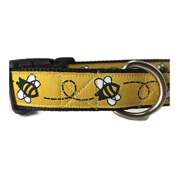 Bumblebee Pattern Yellow Dog Collar in Heavy Nylon for Canines of Medium to Large Size