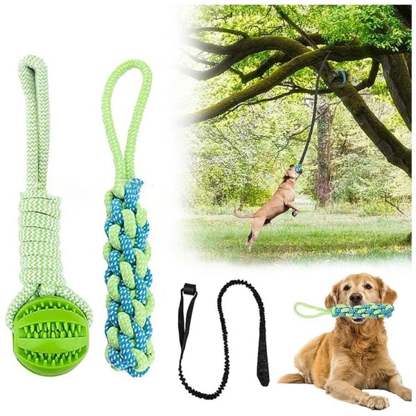 Bungee Tug Toy with Chew Toys for Mental Stimulation and Dental Health for Large Canines