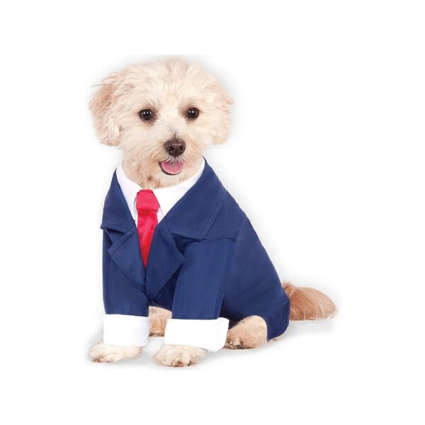 Business Suit Dog Costume with Blue Jacket and Red Tie XL Size