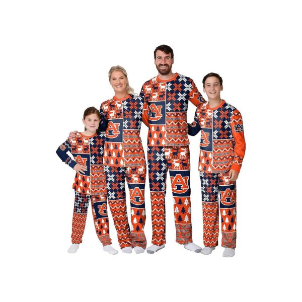 Busy Block Family Matching Pajama Set with Team Colors and Holiday Elements