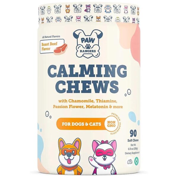 Calming Chews for Pet Anxiety Relief with Melatonin and Chamomile