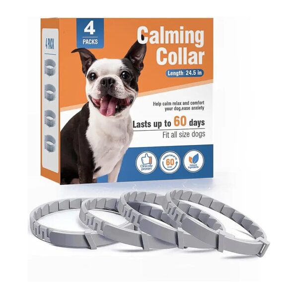 Calming Collar for Dogs, 4 Pack, 60 Day Use, Anxiety Relief, Safety Material