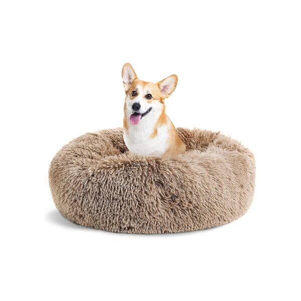 Calming Faux Fur Dog Bed Donut for Small Medium Large Dogs Non Slip Soft Cuddler