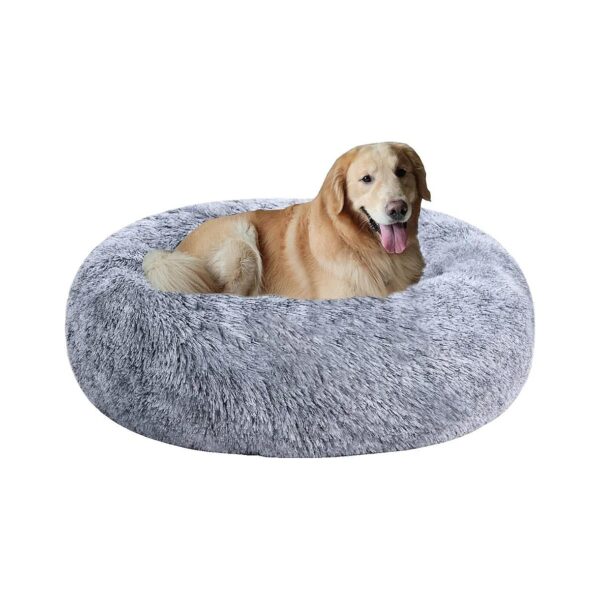 Calming Faux Fur Donut Cuddler Dog Bed for Small Medium Dogs