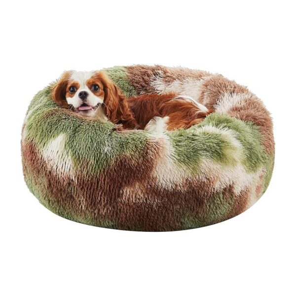 Calming Pet Bed for Small to Medium Dogs with Luxurious Faux Shag Fur and Raised Edges